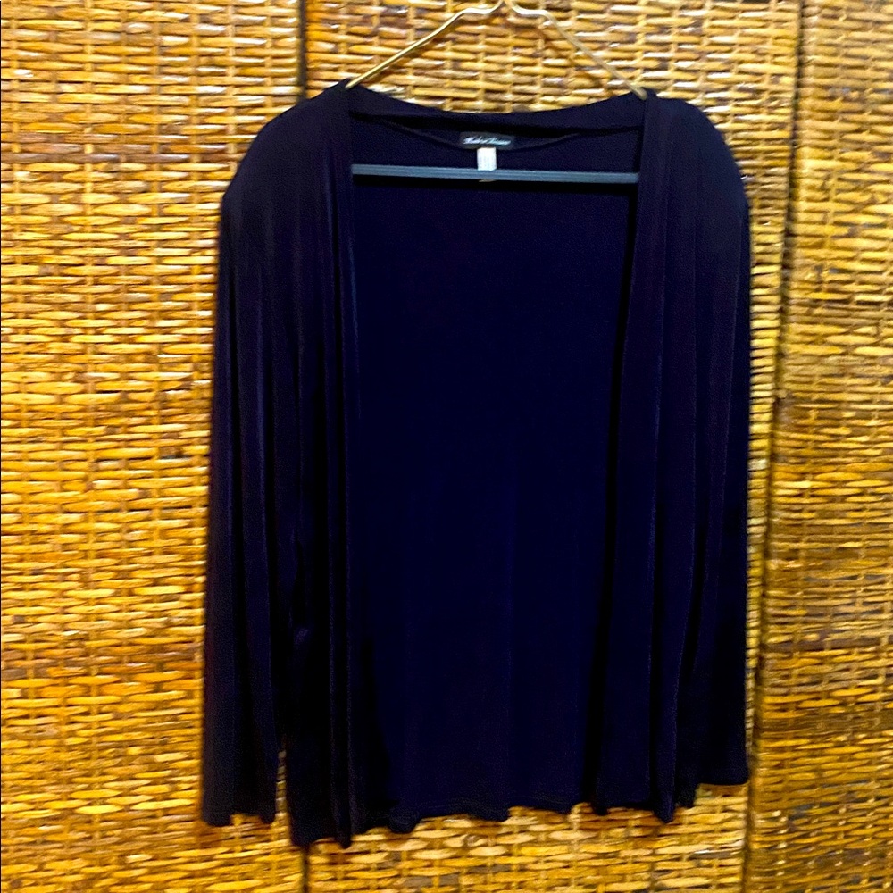 EUC Made in Heaven Dark navy blue cover-up jacket travel slinky L